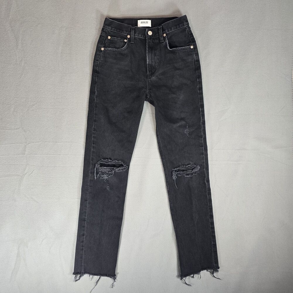 Agolde Jeans Womens 25 Black Cherie High Rise Straight Rigid 100% Cotton USA